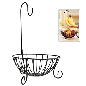 Novelty Kitchen Metal Fruit Basket with Detachable Banana Hanger Holder Hook