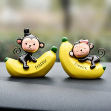 Load image into Gallery viewer, 1Pair Banana Monkey Car Interior Home Decor Couple Gift Valentine&#39;s Day Surprise