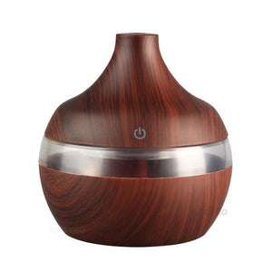 EJOAI 300ml USB Wood Grain Essential Oil Aroma Diffuser Electric Aromatherapy Mist Maker with 7 Color LED Lights for Home Office