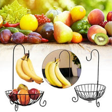 Load image into Gallery viewer, Novelty Kitchen Metal Fruit Basket with Detachable Banana Hanger Holder Hook