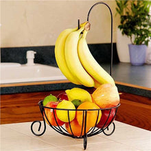 Load image into Gallery viewer, Novelty Kitchen Metal Fruit Basket with Detachable Banana Hanger Holder Hook